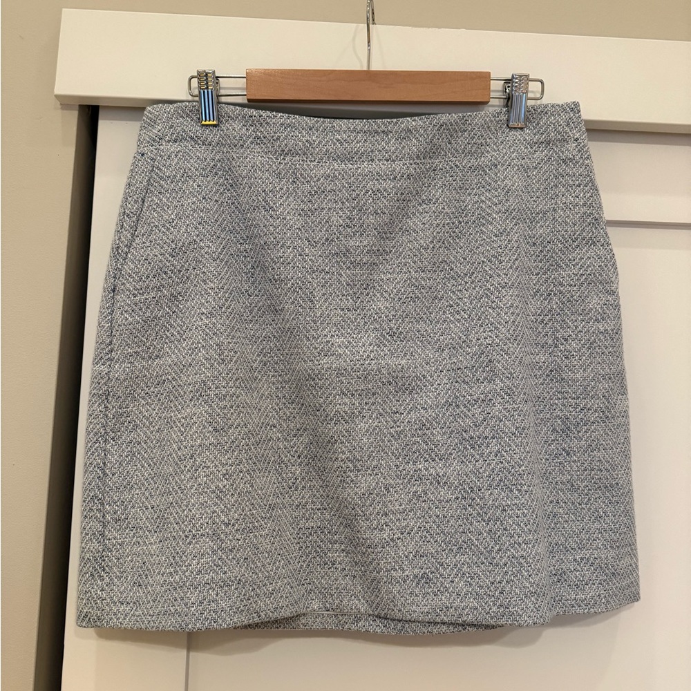 LOFT Textured Blue and White Mini Skirt